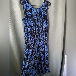Blue Black Sleeveless Jumpsuit